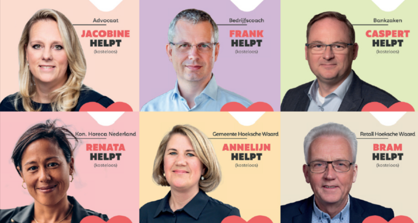 hoofden van 6 personen, mannen en vrouwen naast elkaar