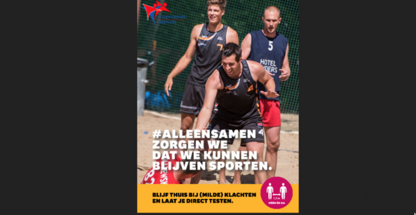 poster met tekst waarop 3 mannen aan het basketballen zijn